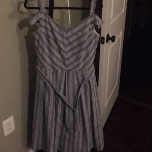 White House Black Market Belted Seersucker Dress